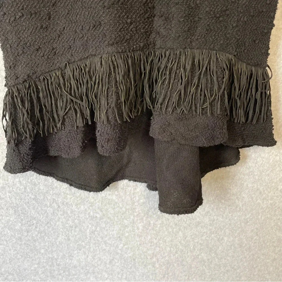 Nanette Lepore Textured Vegan Suede Fringe V Neck Sleeveless Maxi Dress - Picture 8 of 9